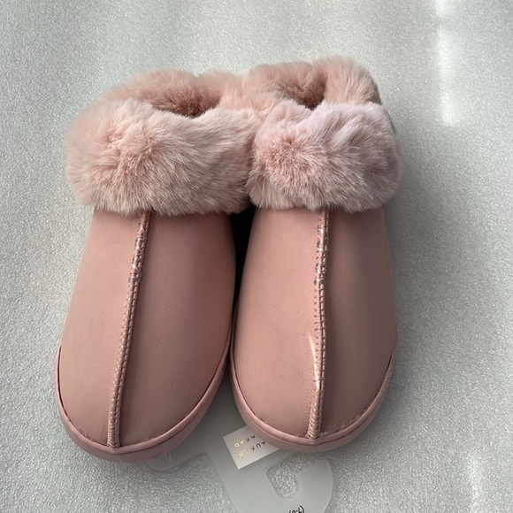 🆕 Lauren Conrad Clog Slipper Faux Fur Cuff Slip on Blush Color Size M 7-7.5 - Picture 5 of 8
